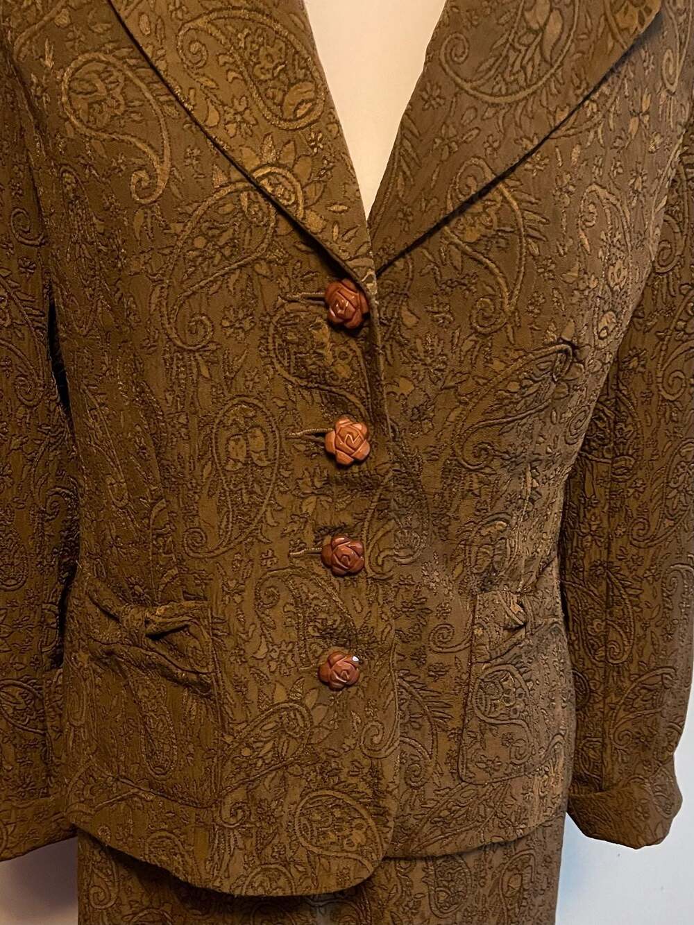 Vintage Paisley Professional Suit, Knit, by Giorgio Sant' Angelo, Sz. 10 - Picture 10 of 13